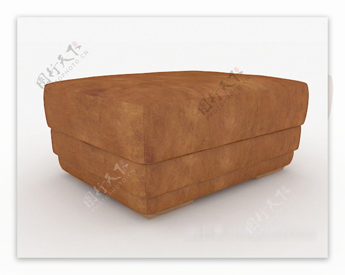 棕色简约沙发凳子3d模型下载