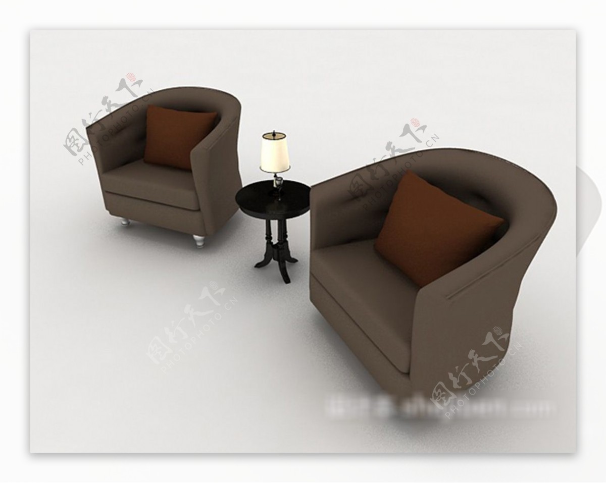 现代单人沙发组合3d模型下载