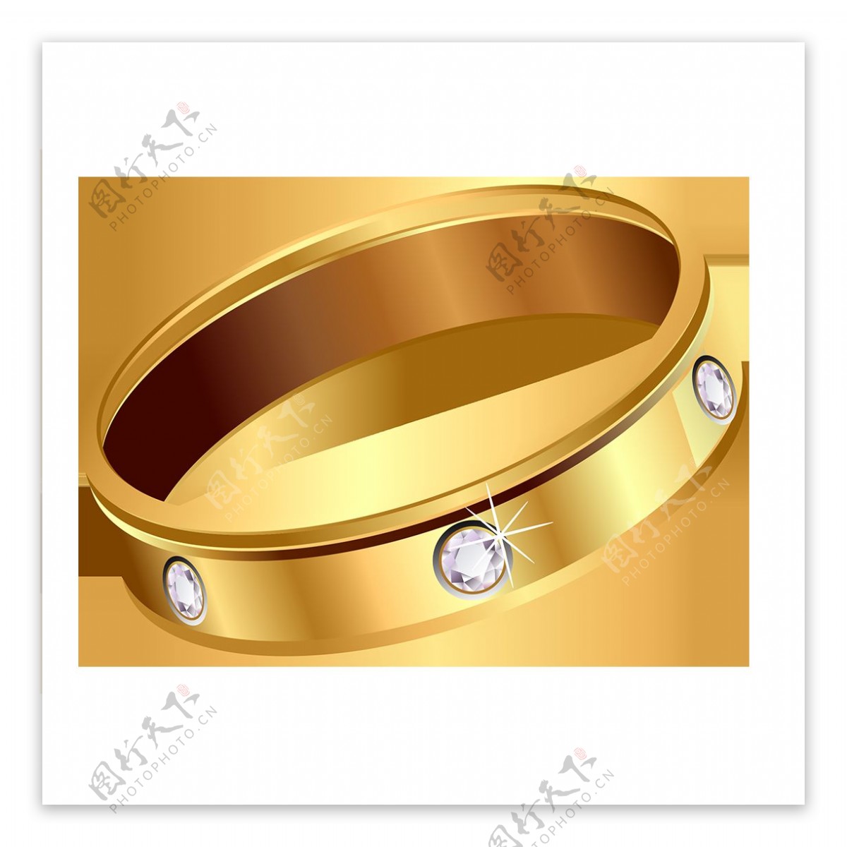 金色戒指钻石元素