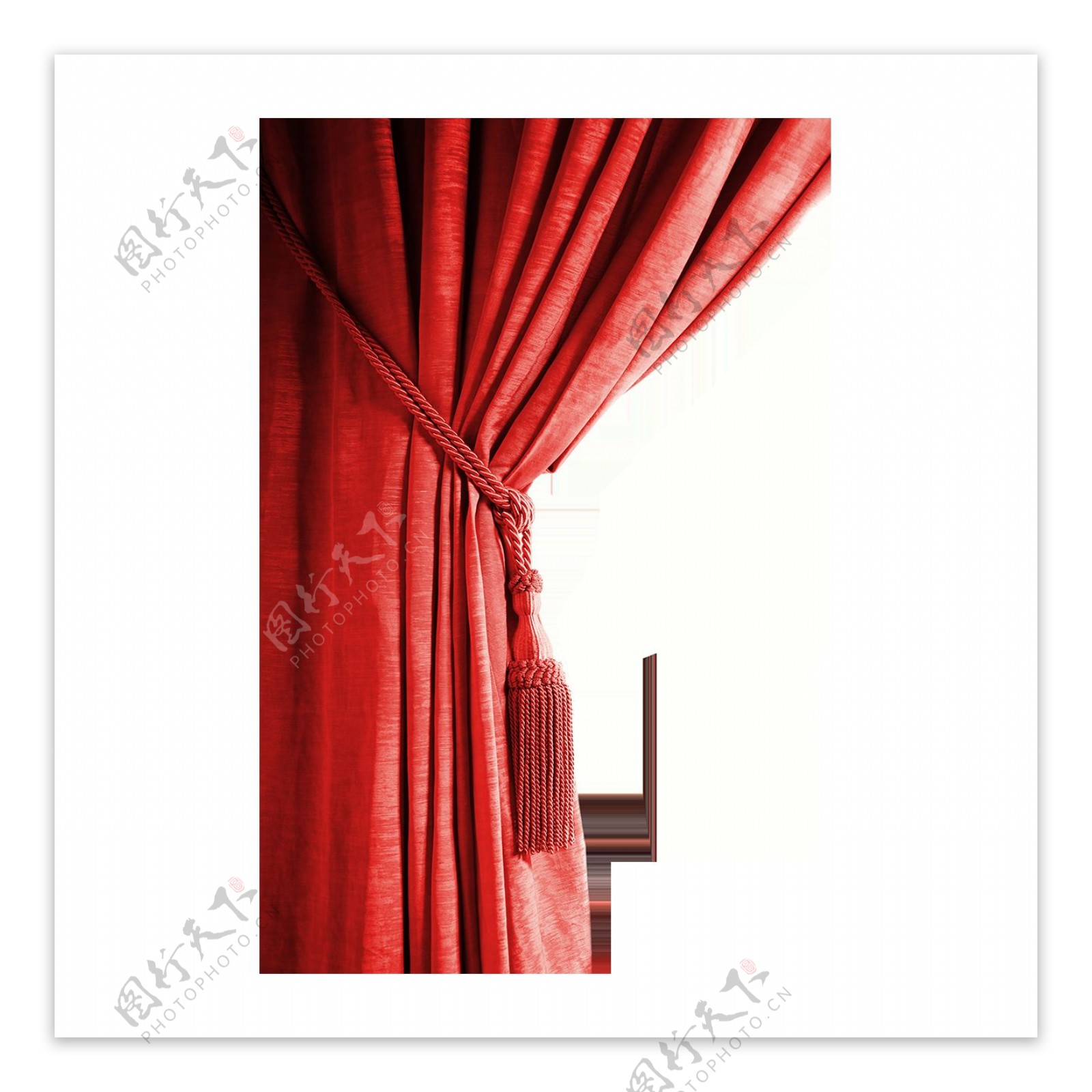 红色窗帘png元素