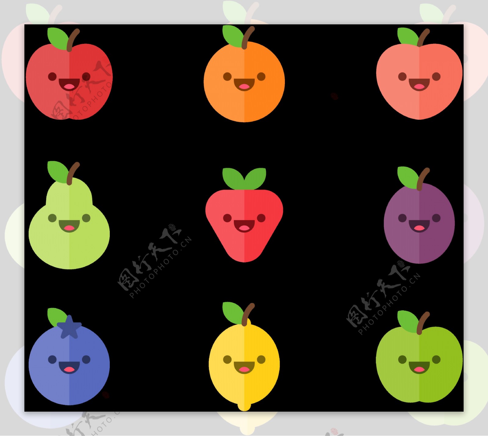 各种水果表情图标免抠png透明图层素材