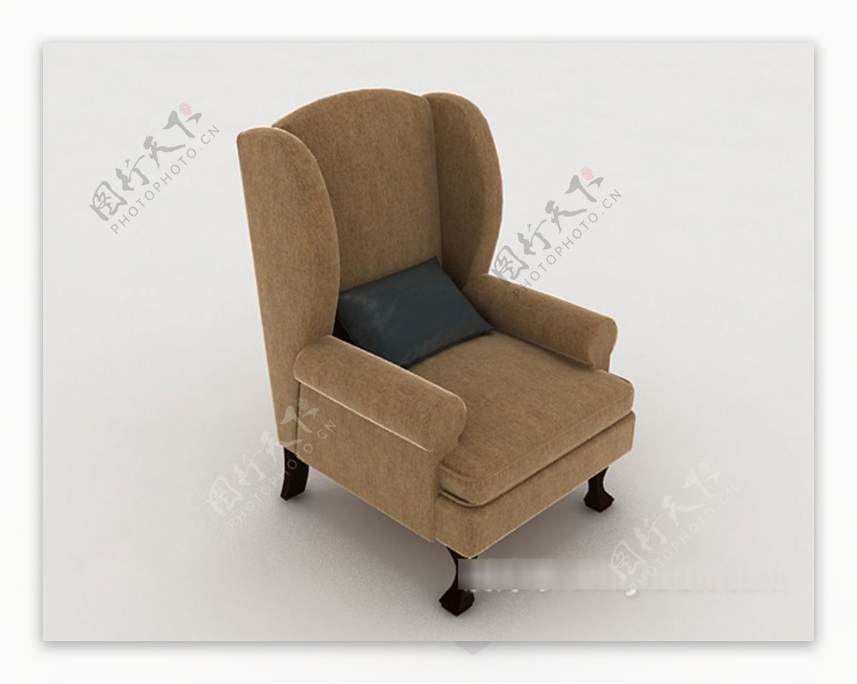 欧式简约浅棕色单人沙发3d模型下载