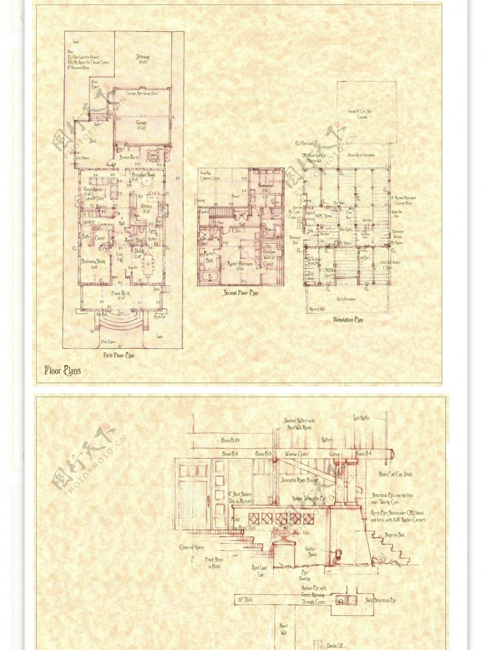 欧式建筑施工图纸