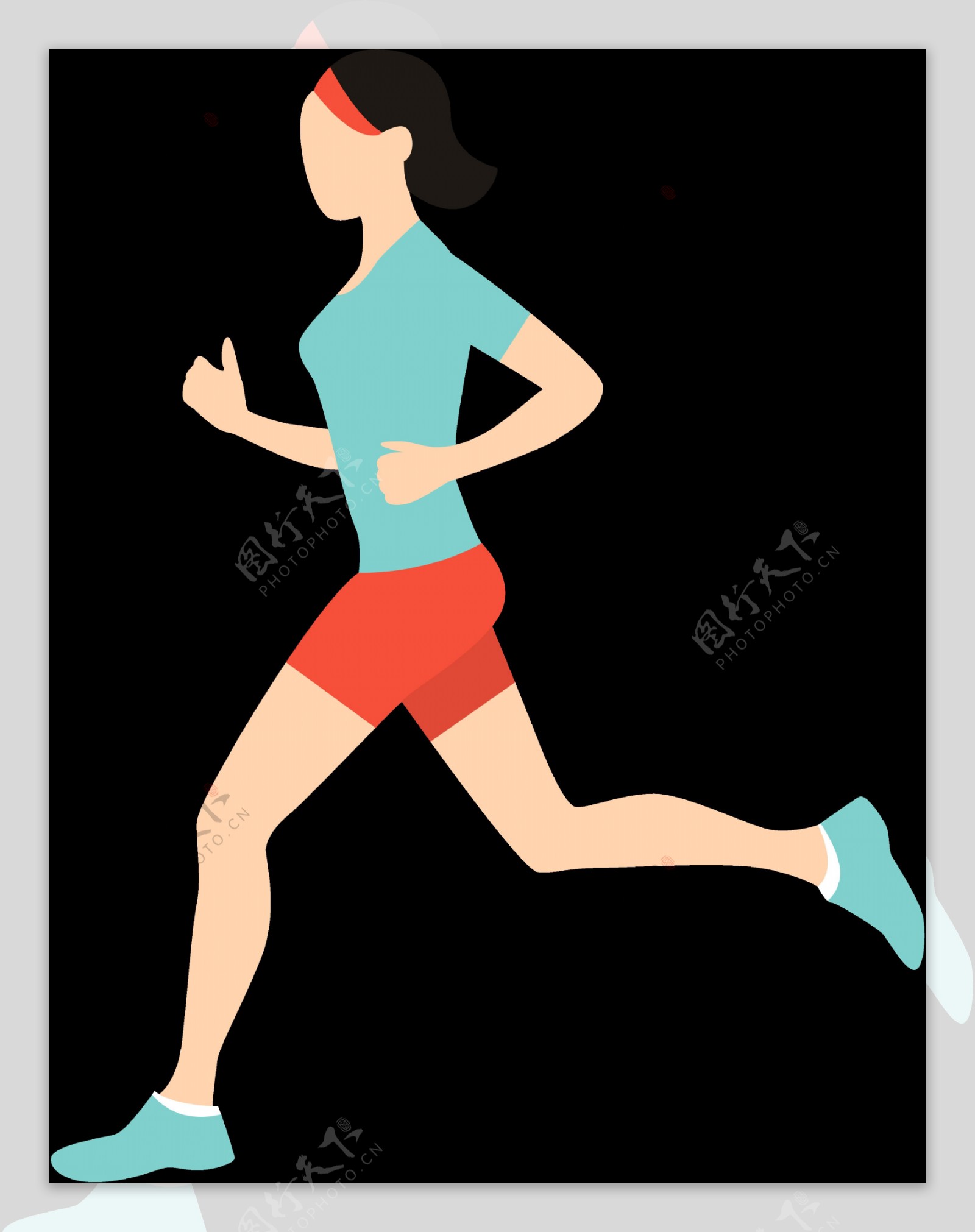 蓝衣女性跑步者免抠png透明图层素材