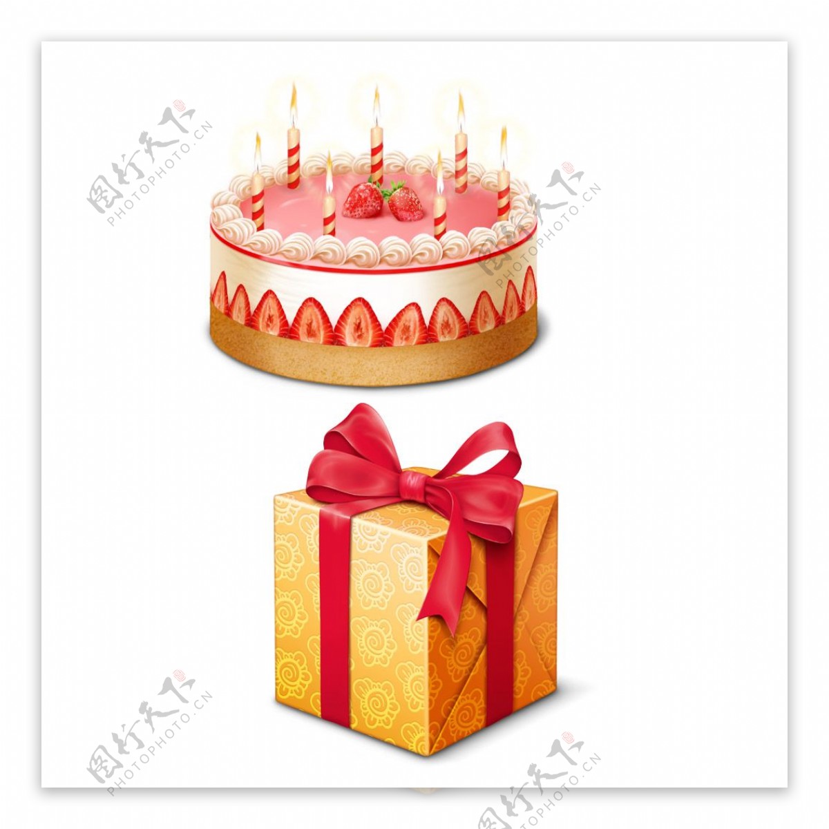 生日蛋糕和礼物PNG