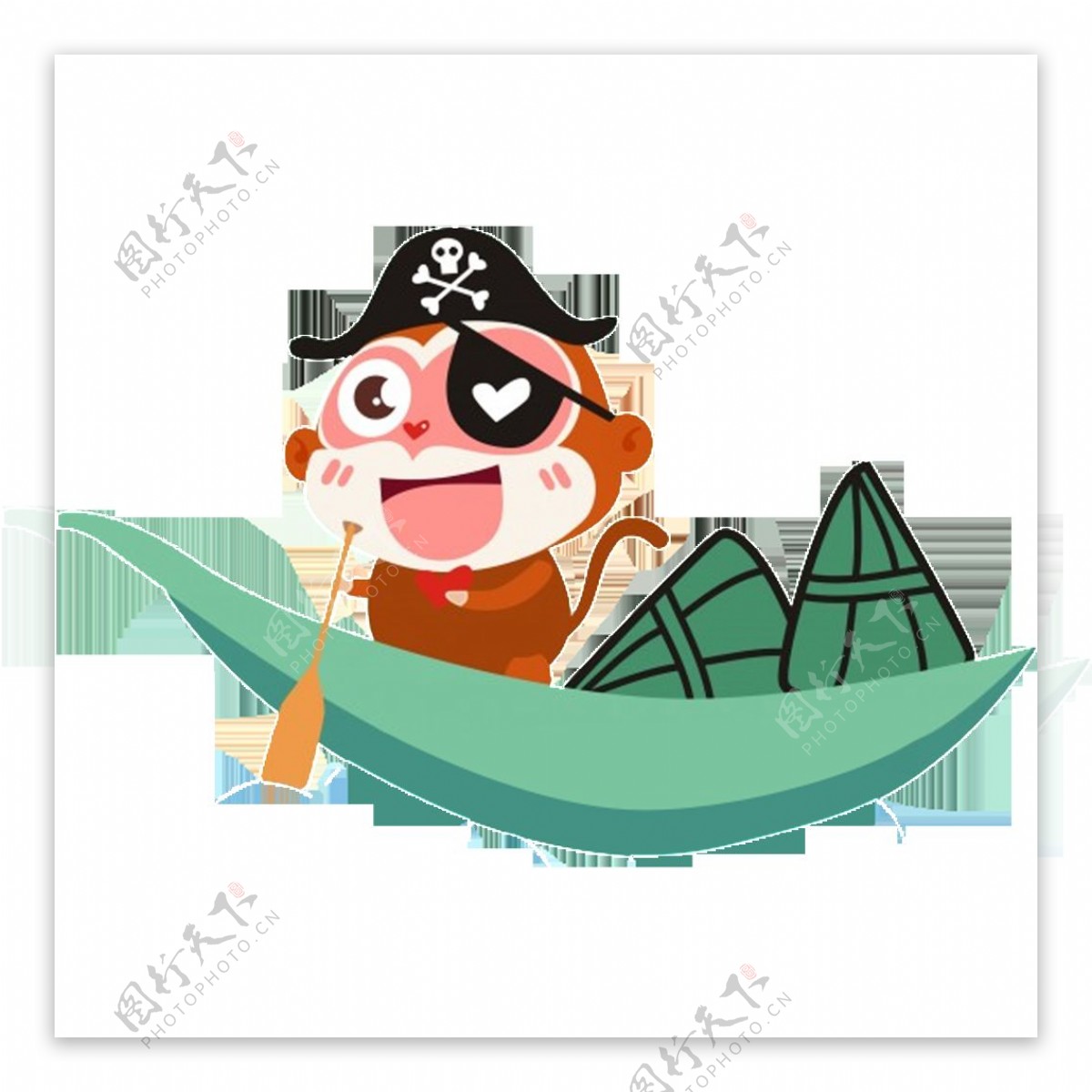 卡通粽子海盗船素材