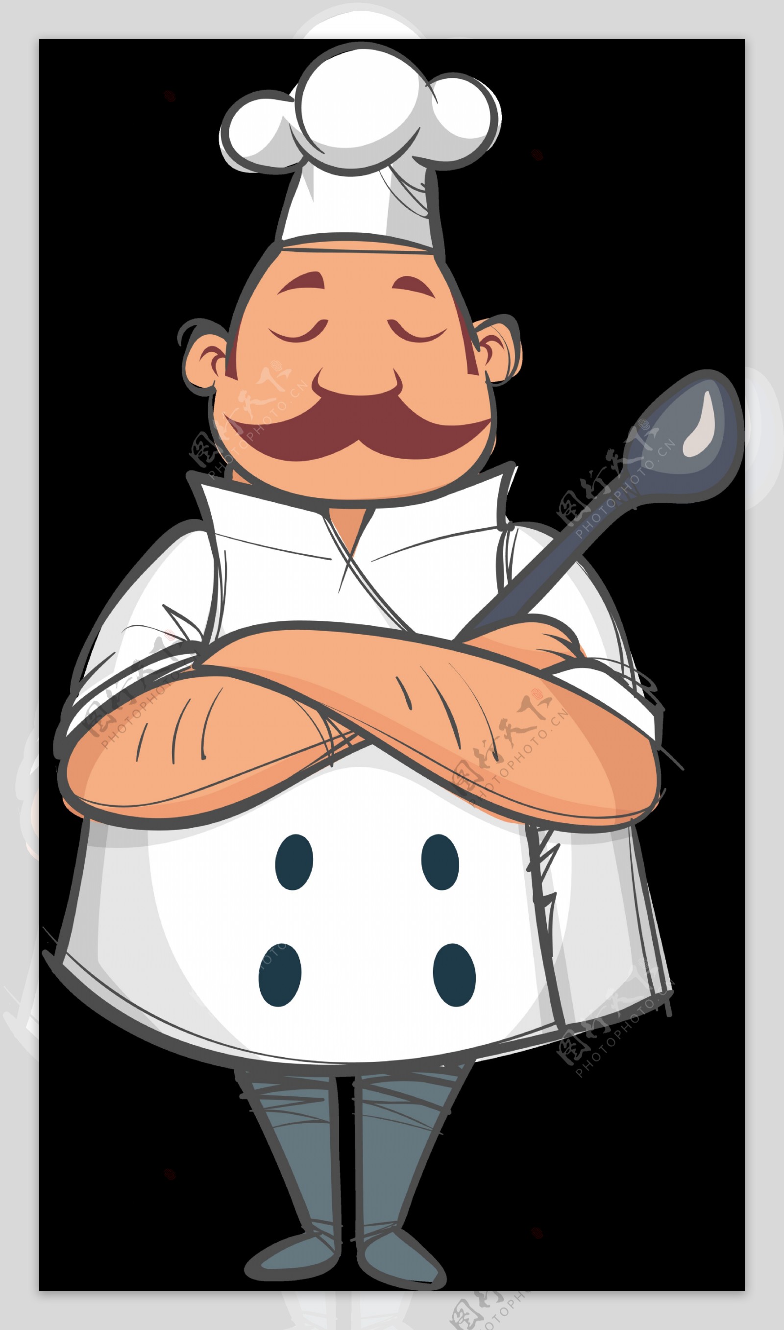 手绘厨师人物插图免抠png透明图层素材