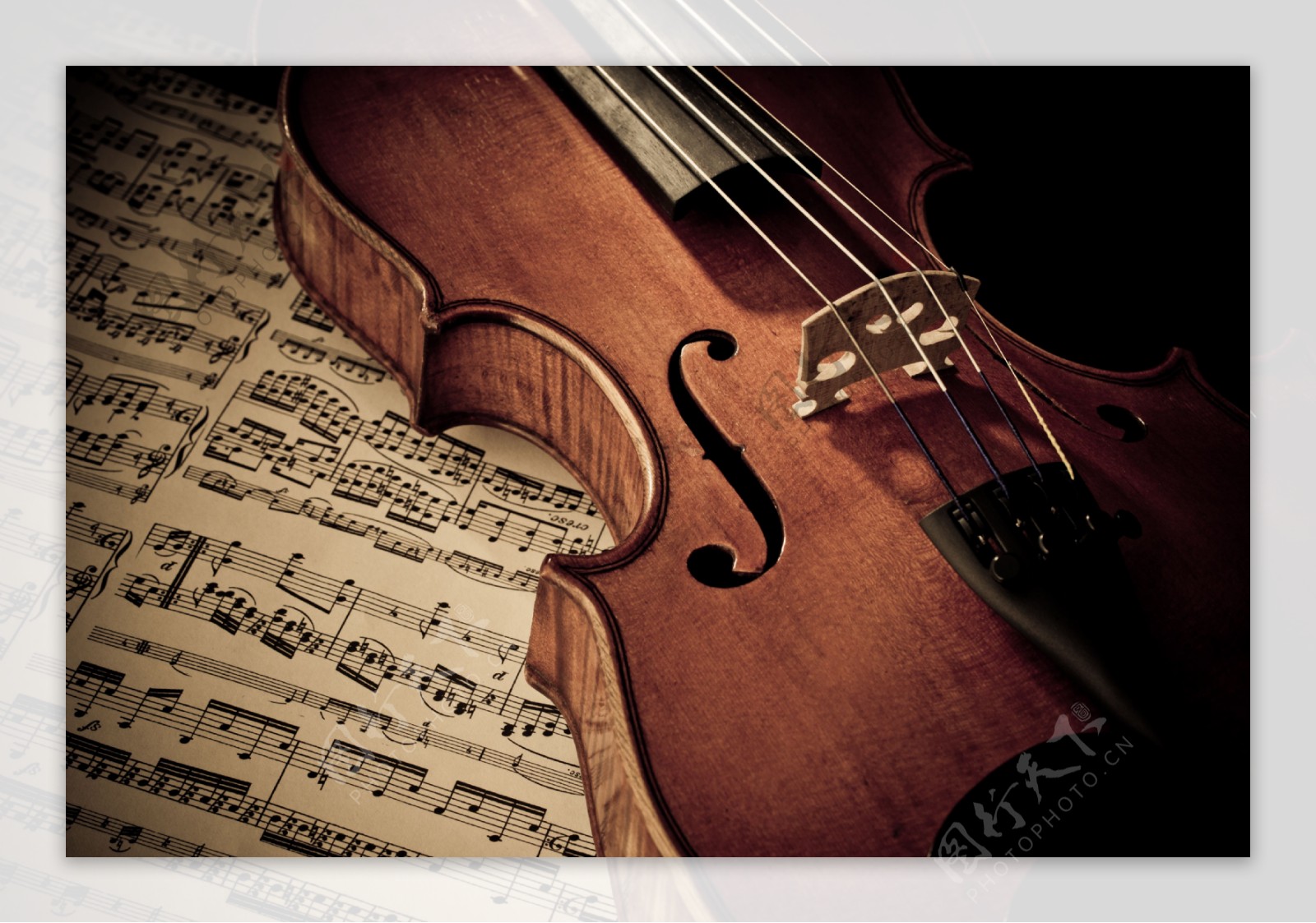 小提琴与五线谱图片