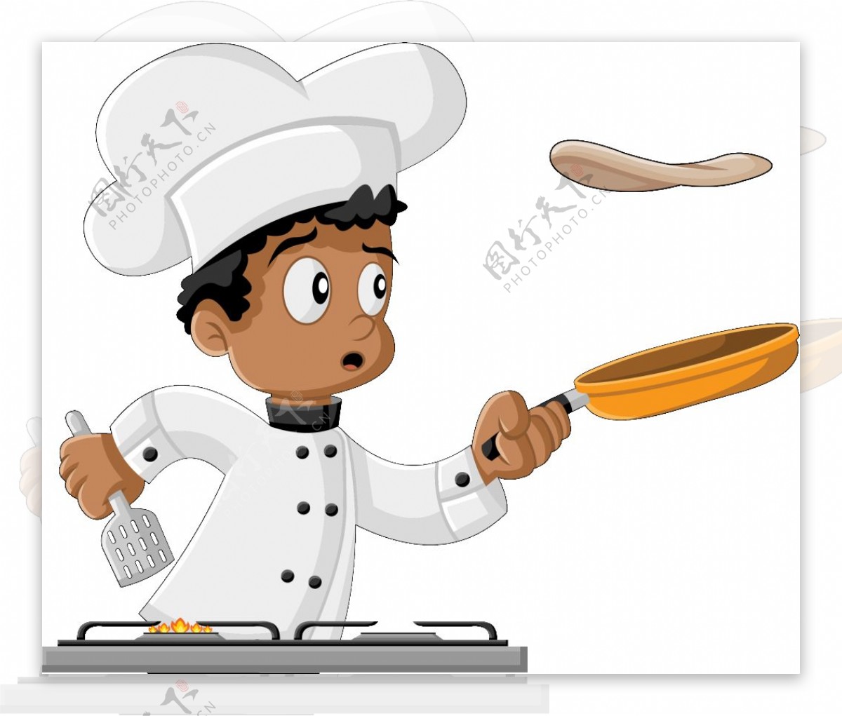 煎烧饼餐饮行业厨师卡通背景矢量素材