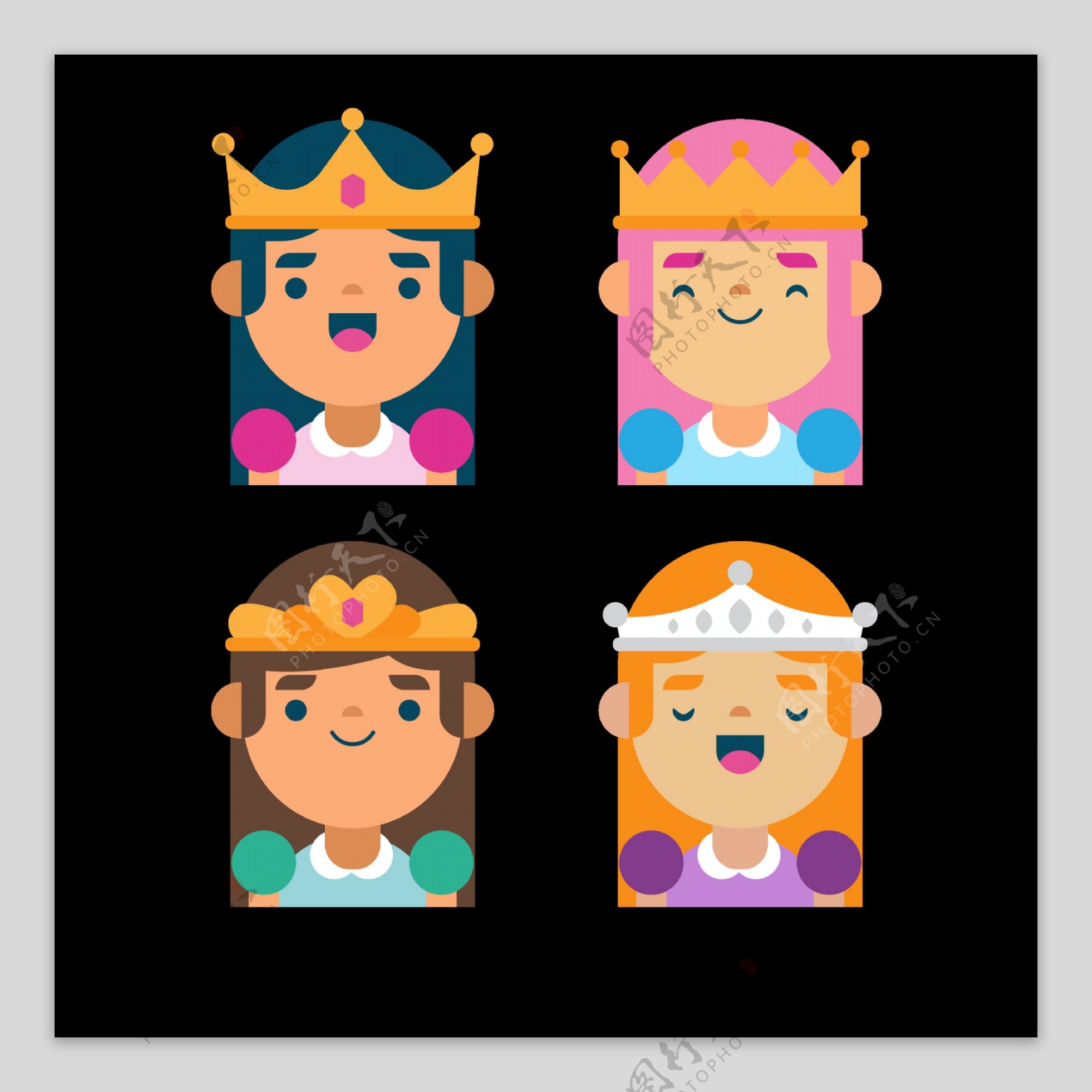 公主皇冠头像图标免抠png透明图层素材