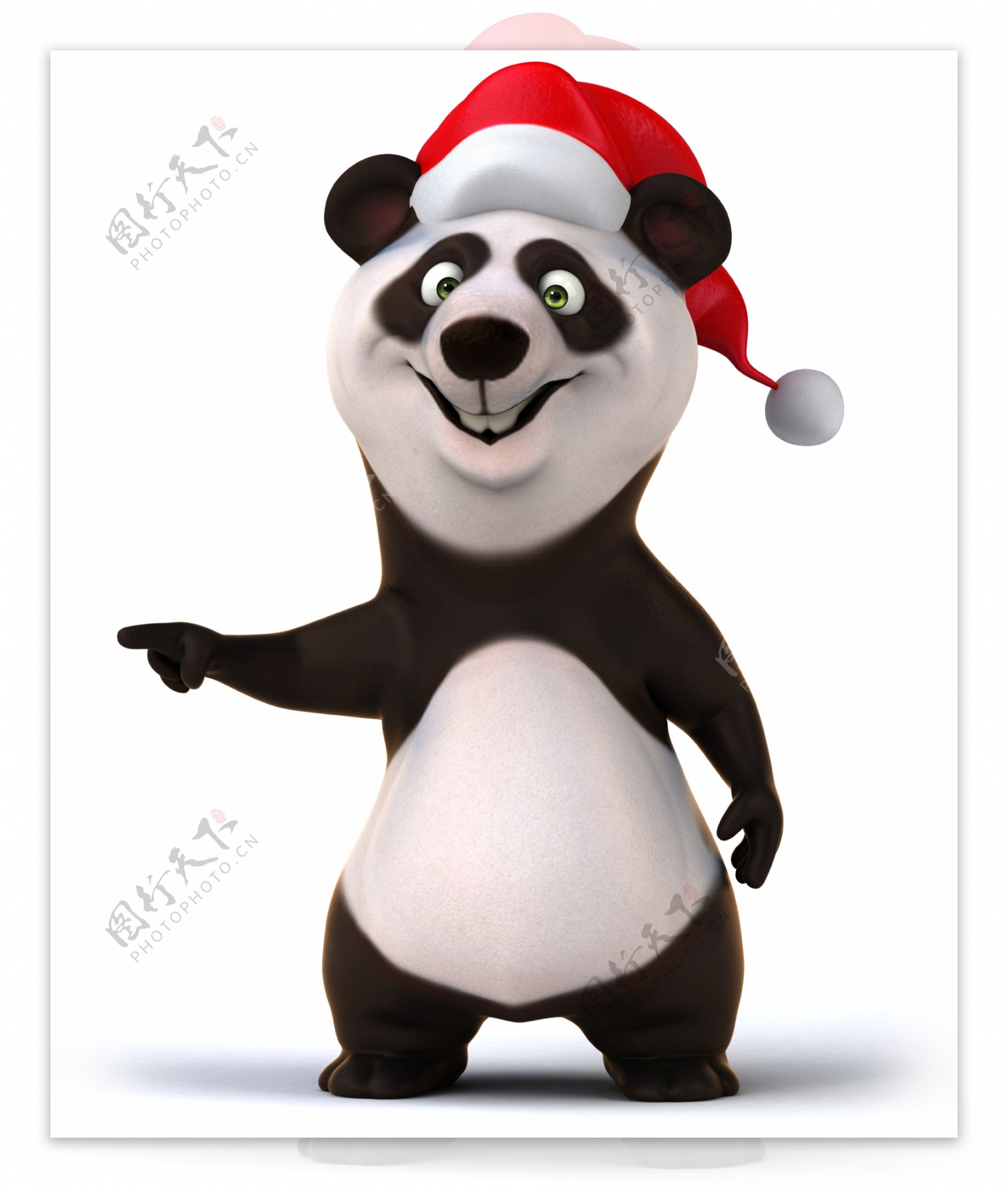 戴圣诞帽的熊猫卡通画图片