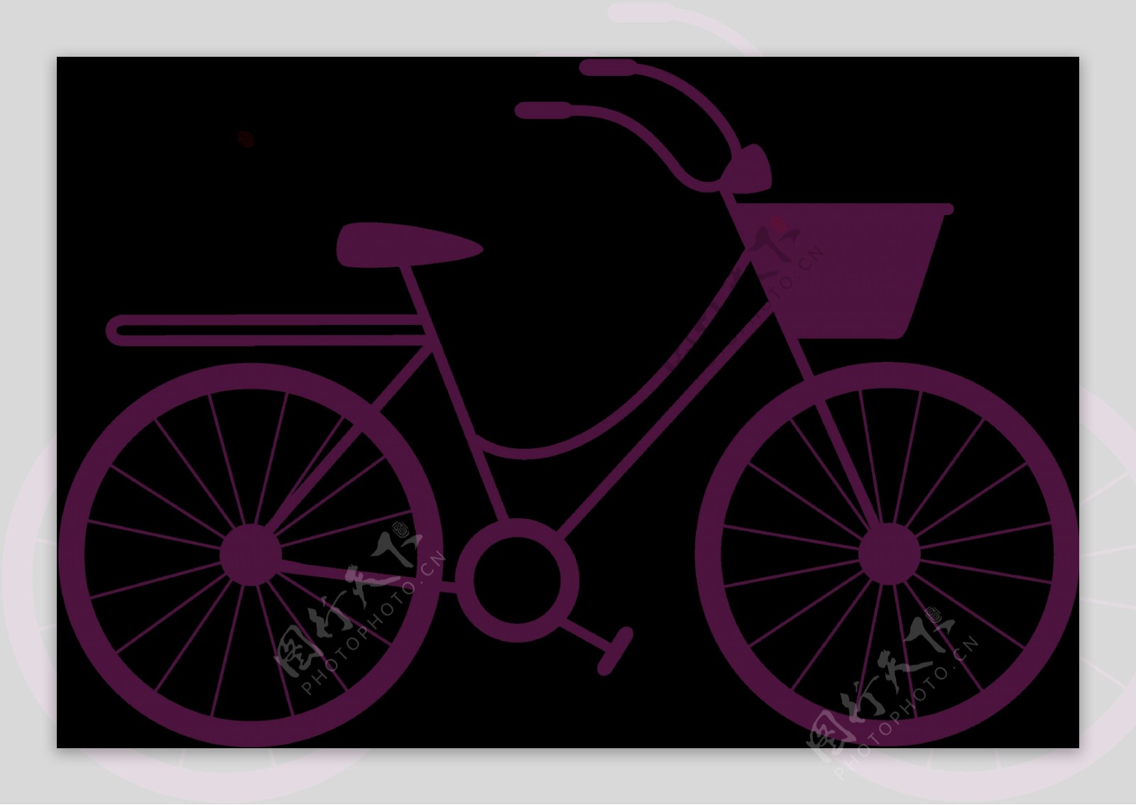 紫色自行车剪影免抠png透明图层素材