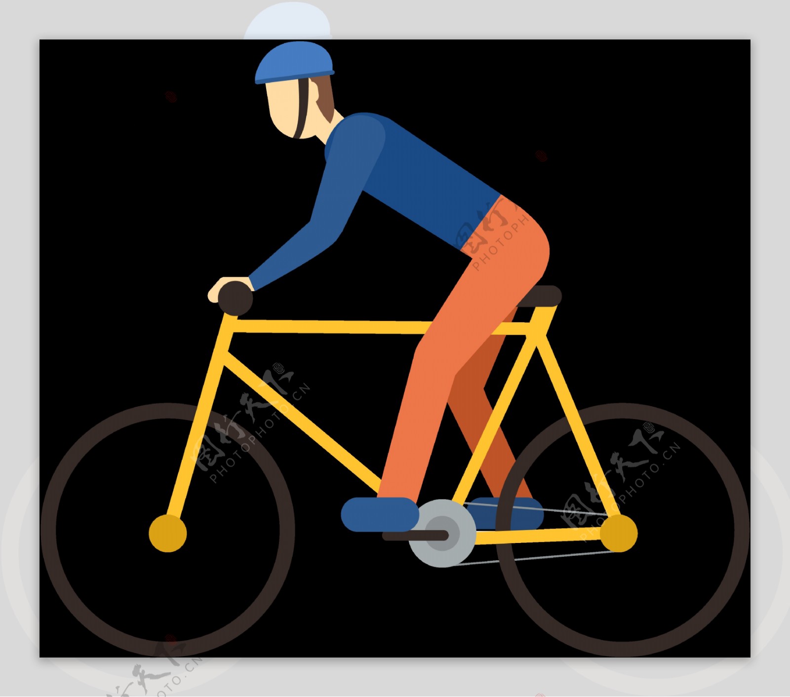 手绘扁平自行车插画免抠png透明图层素材