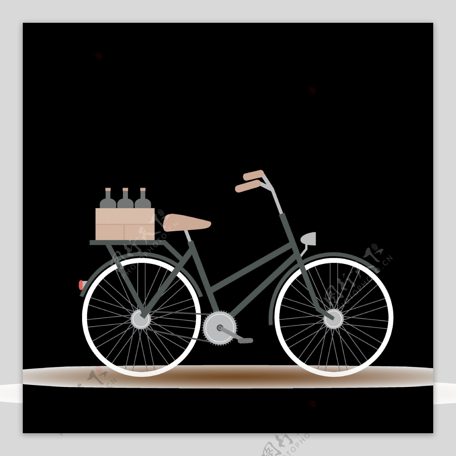 手绘扁平自行车插画免抠png透明图层素材