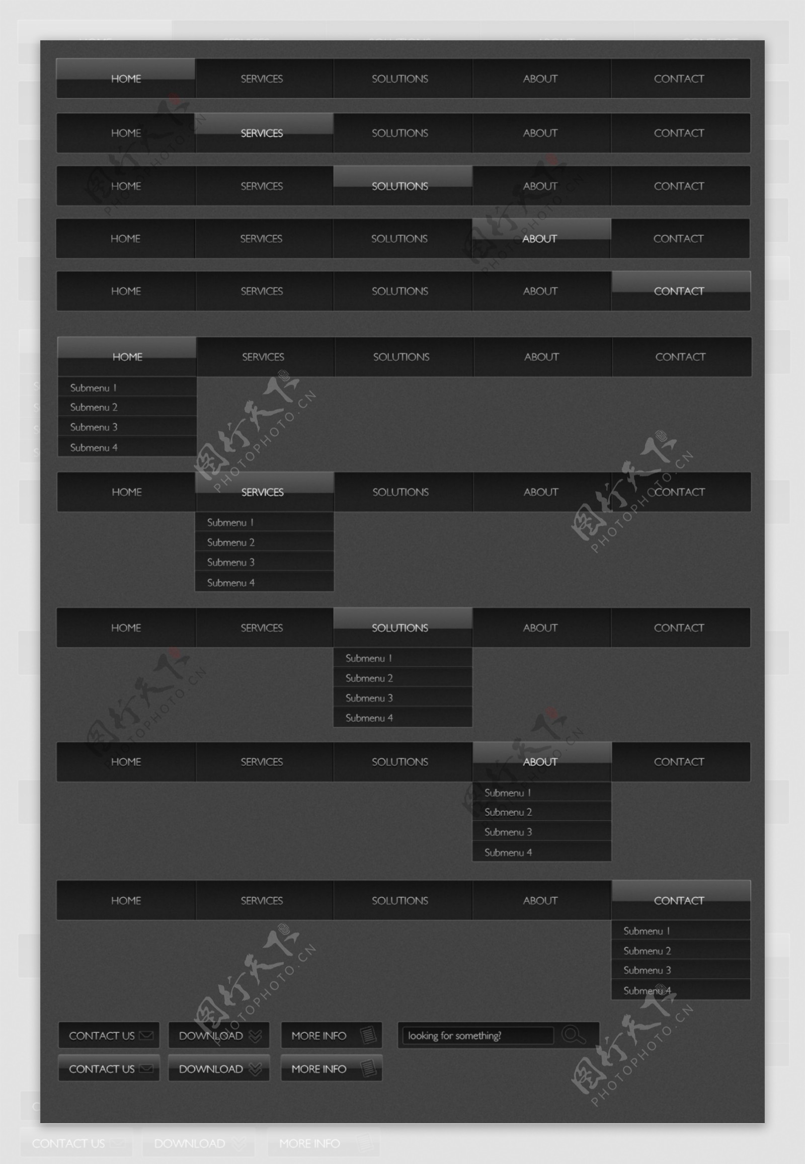 黑色状态栏UI素材psd