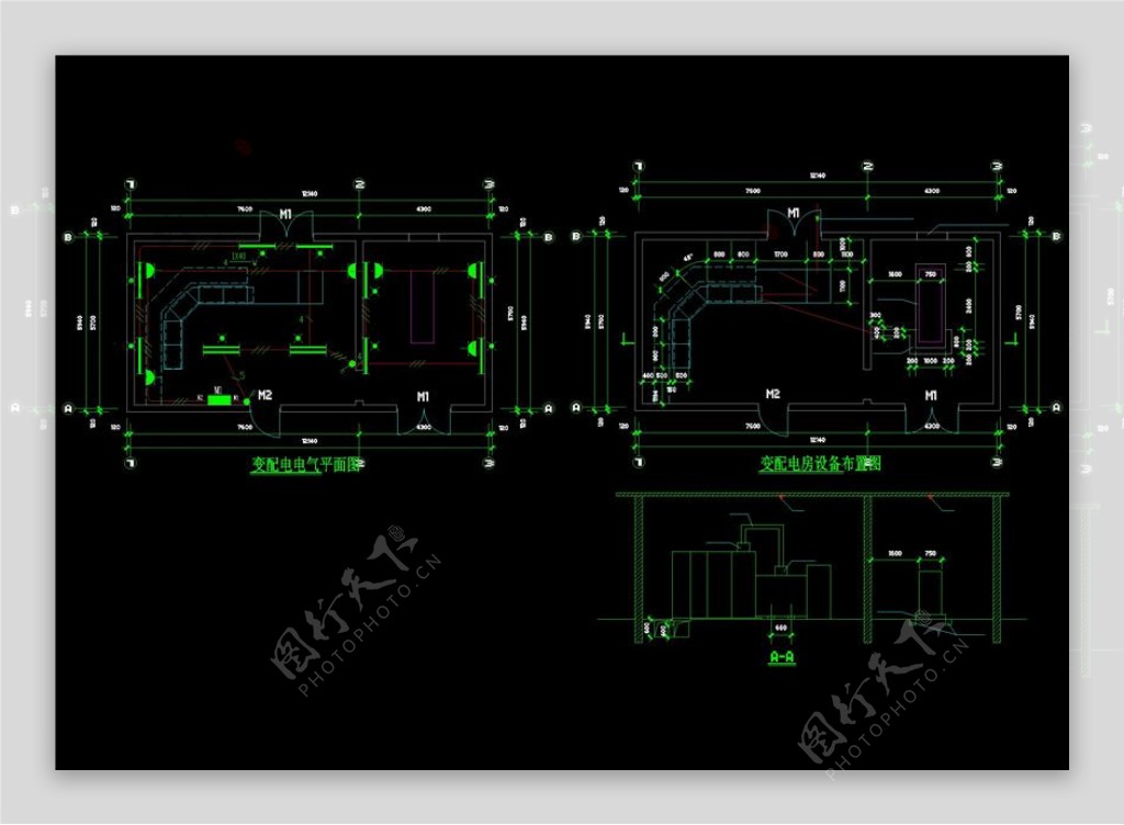 变配电房设备布置图及电气平面图CAD图纸