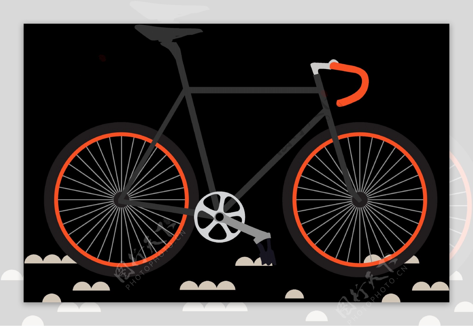 时尚单车自行车插画免抠png透明图层素材