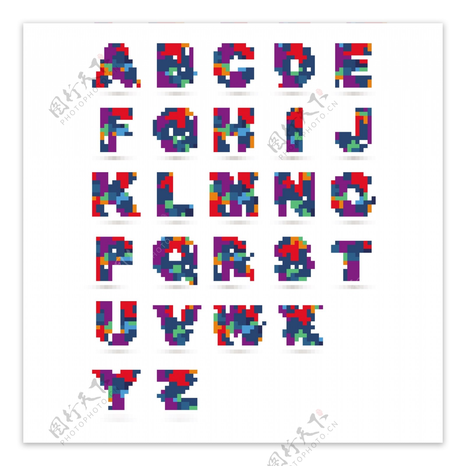 彩色字母图标设计素材