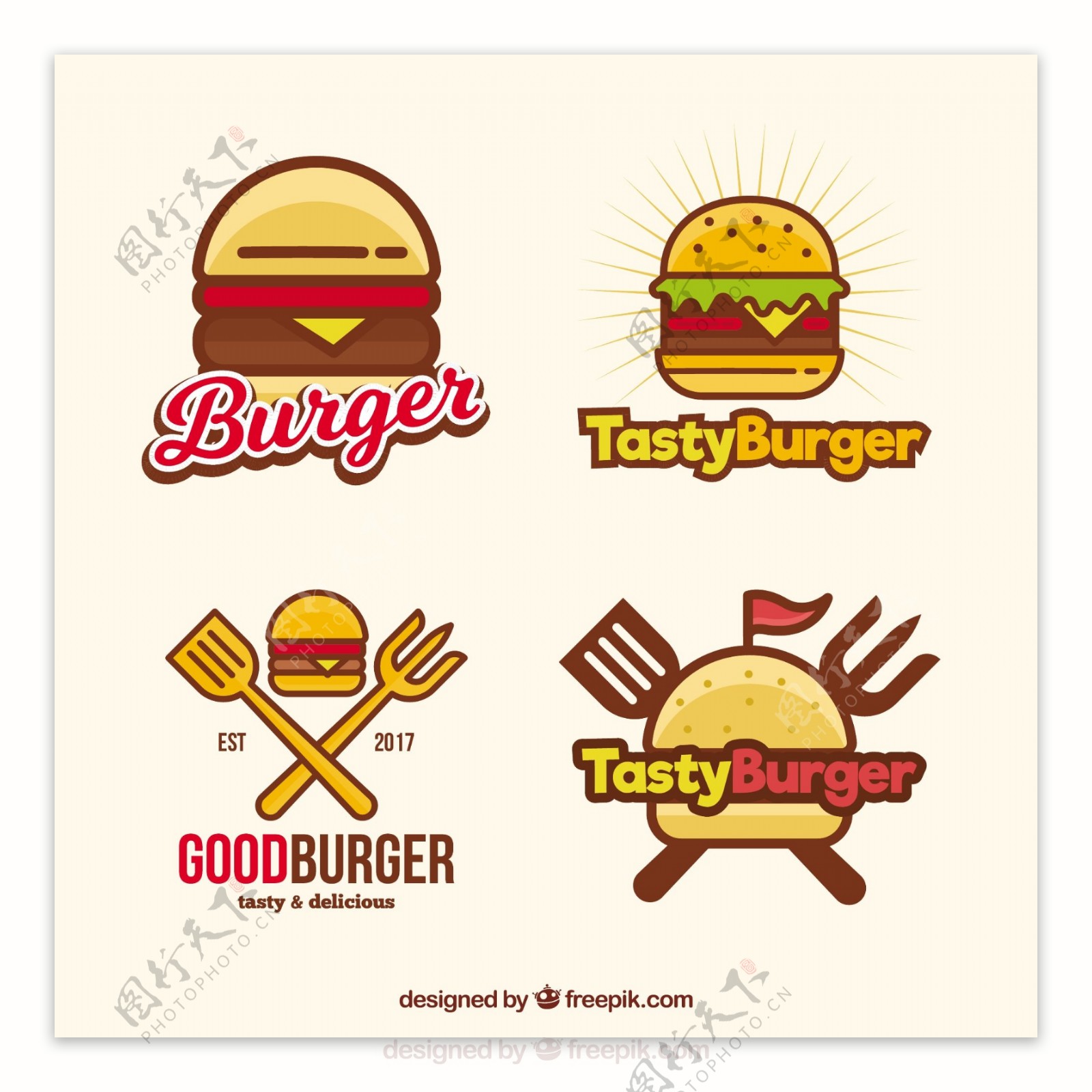 线性风格汉堡图形标志