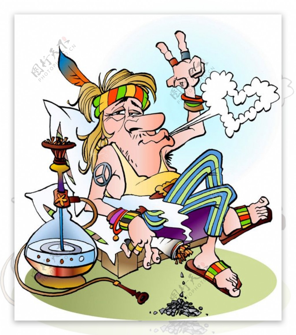 抽烟的卡通男人图片