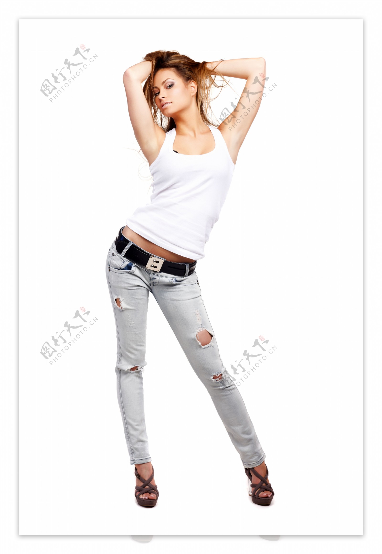 性感牛仔裤模特美女写真图片