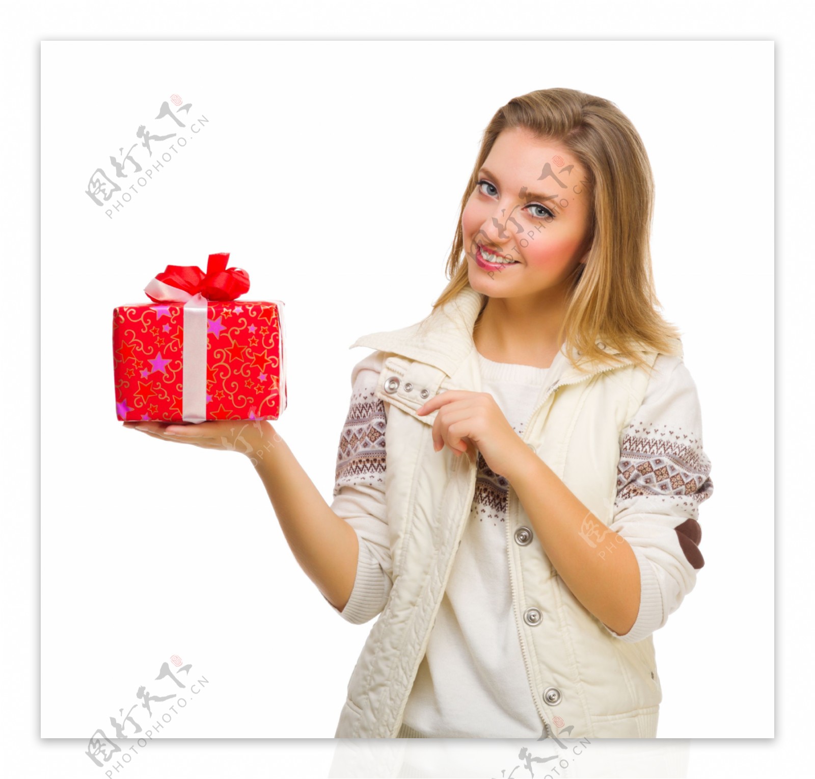 一只手拿着礼物的女人图片
