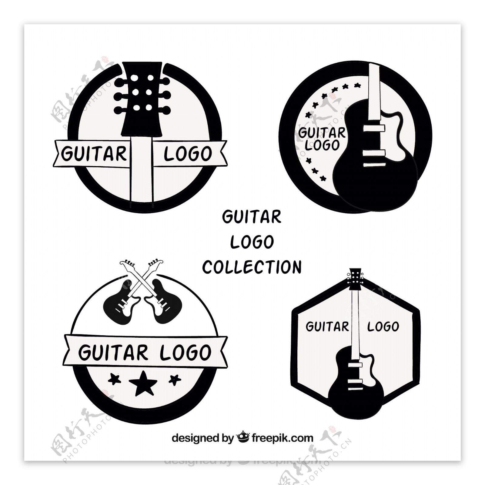 手绘吉他的品牌标志logo