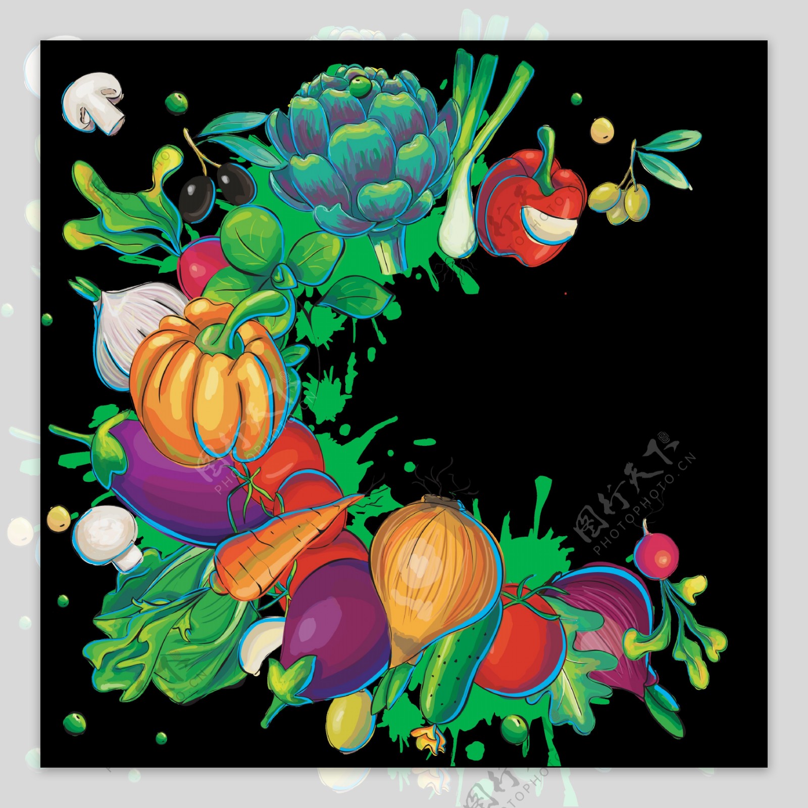 各种手绘蔬菜图案免抠png透明图层素材