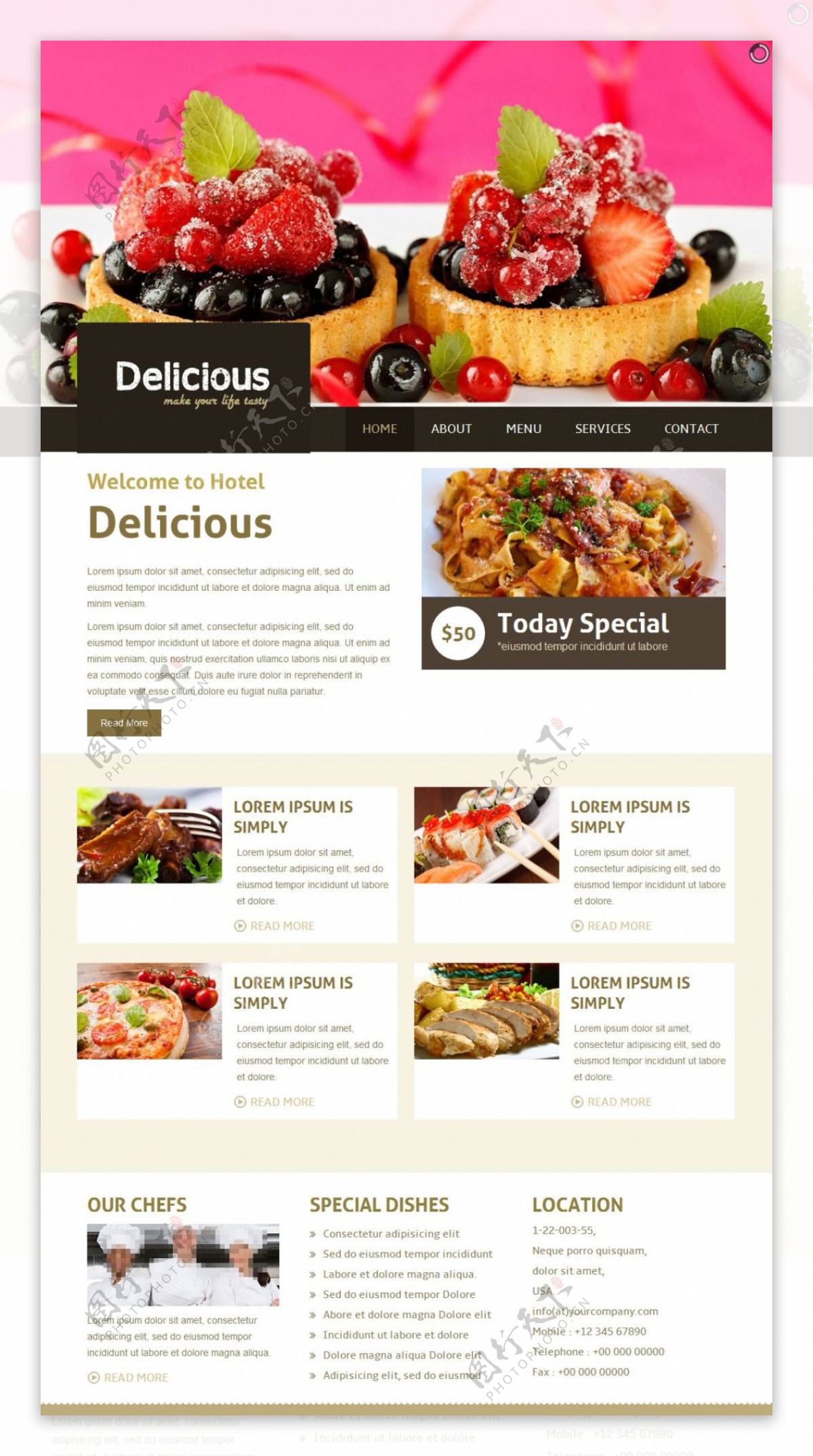 精致美味餐厅网页模板