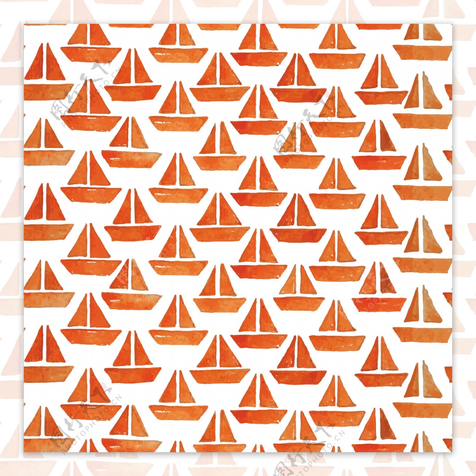 红色夏日帆船背景图矢量设计素材