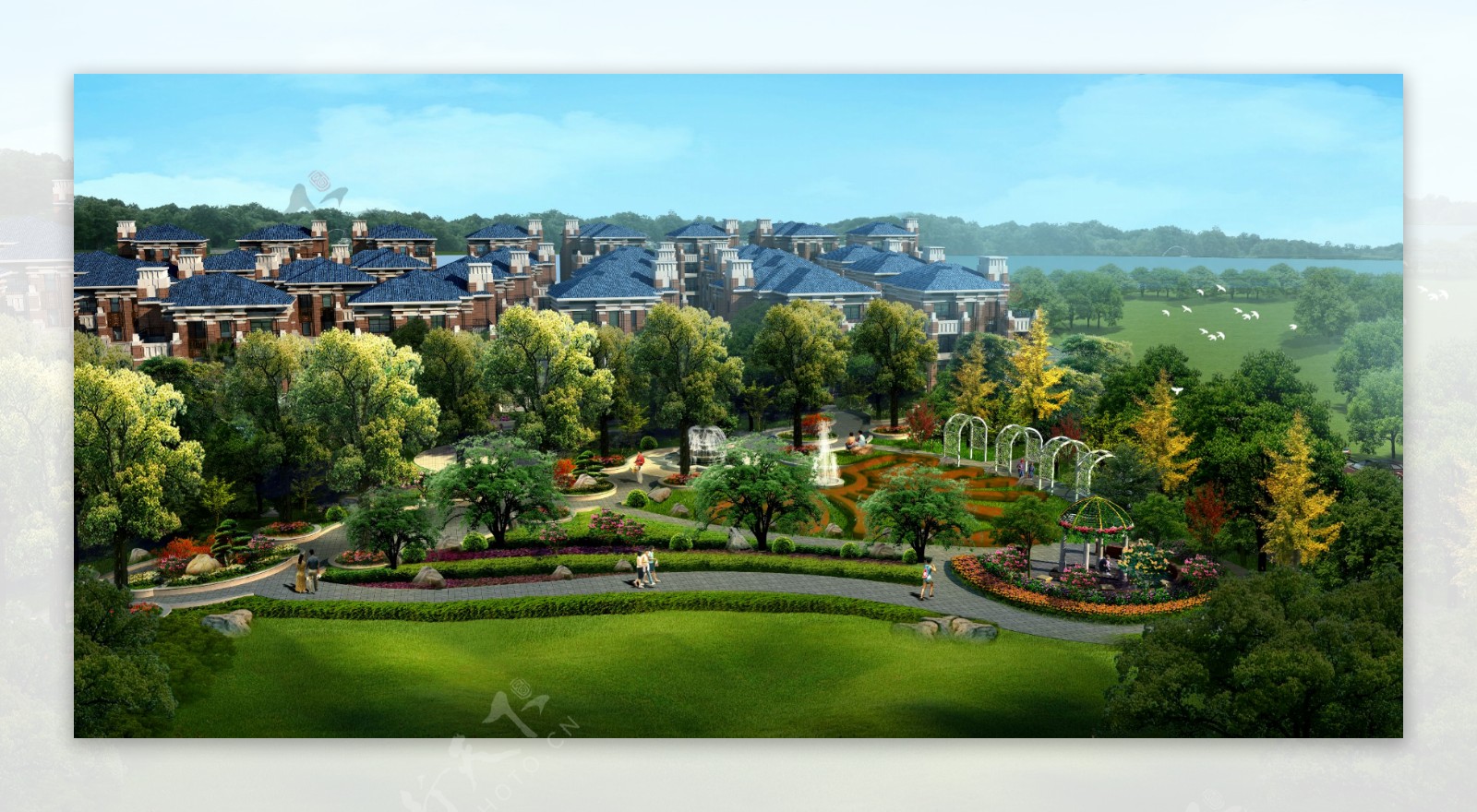 房地产别墅群园艺景观设计效果图图片