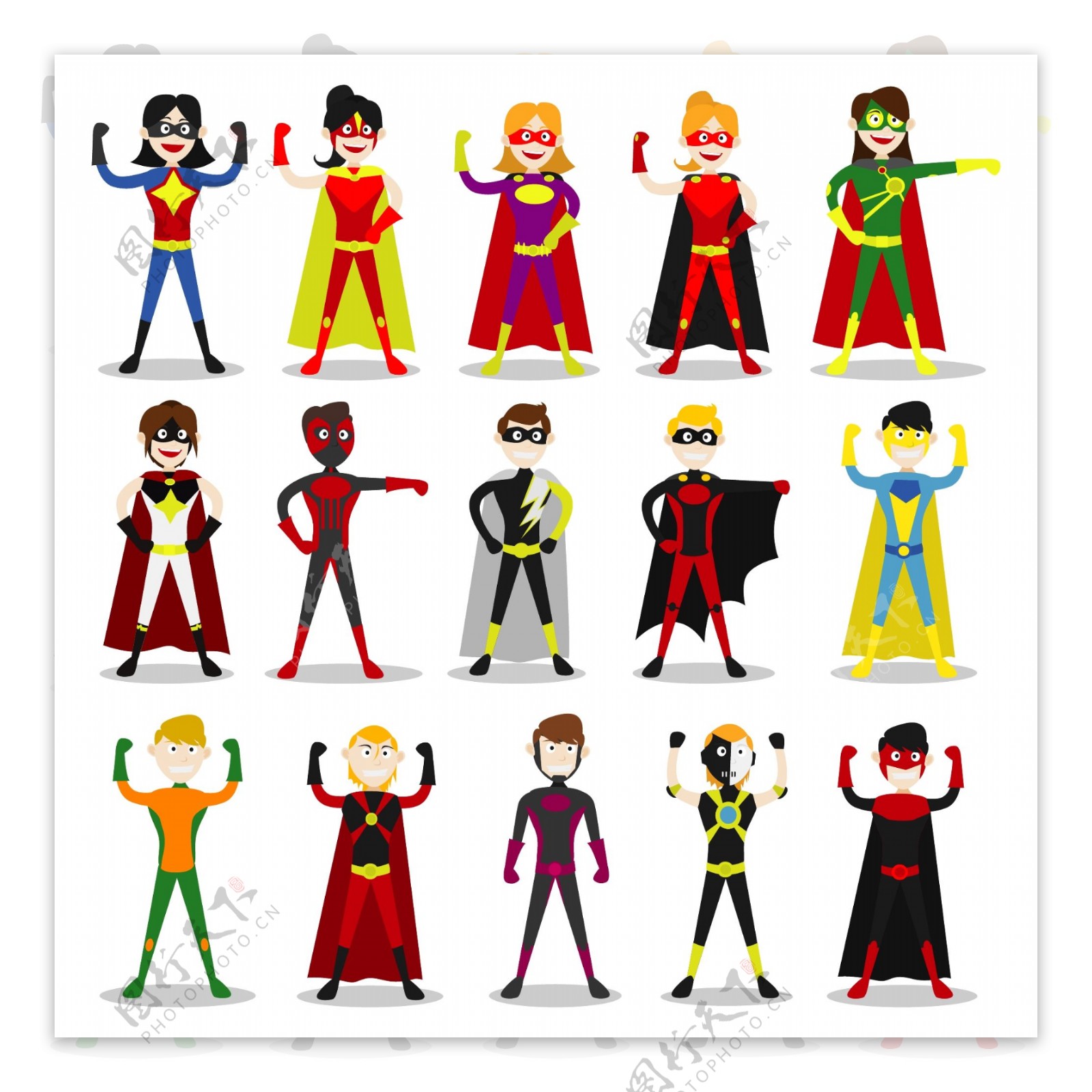各种英雄卡通超人人物素材合集矢量图