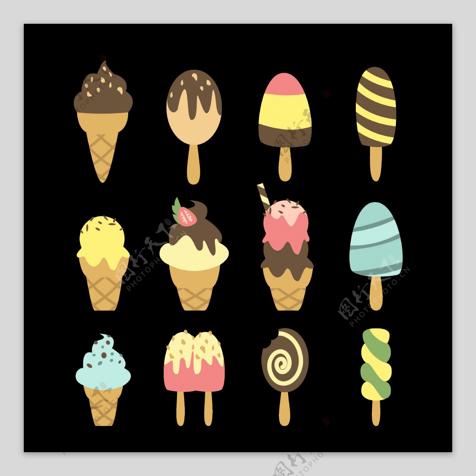 彩色雪糕冰淇淋图标免抠png透明图层素材