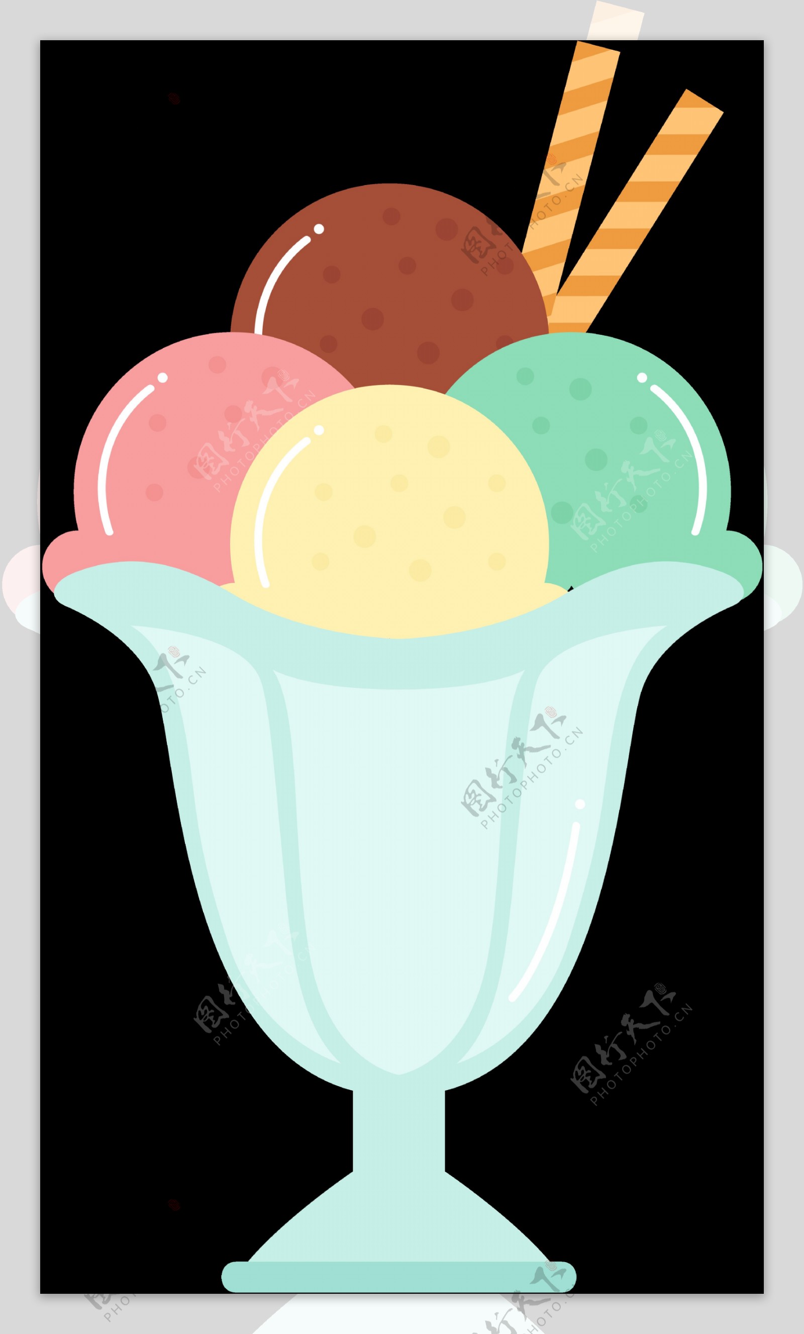 手绘杯装冰淇淋免抠png透明图层素材