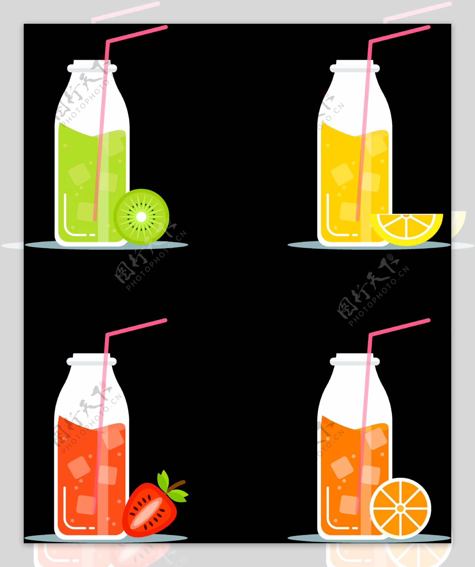玻璃瓶果汁插画图标免抠png透明图层素材