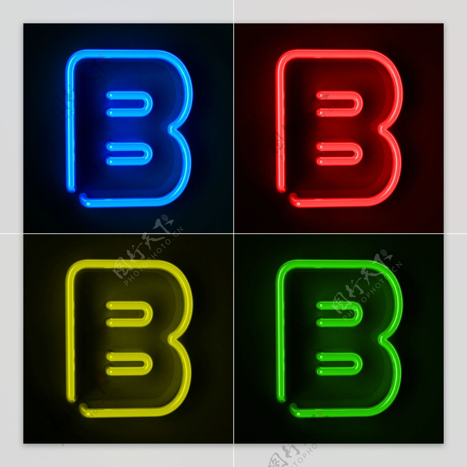 霓虹灯字母B图片
