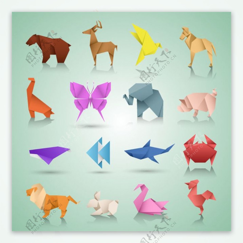 彩色的折纸动物图片