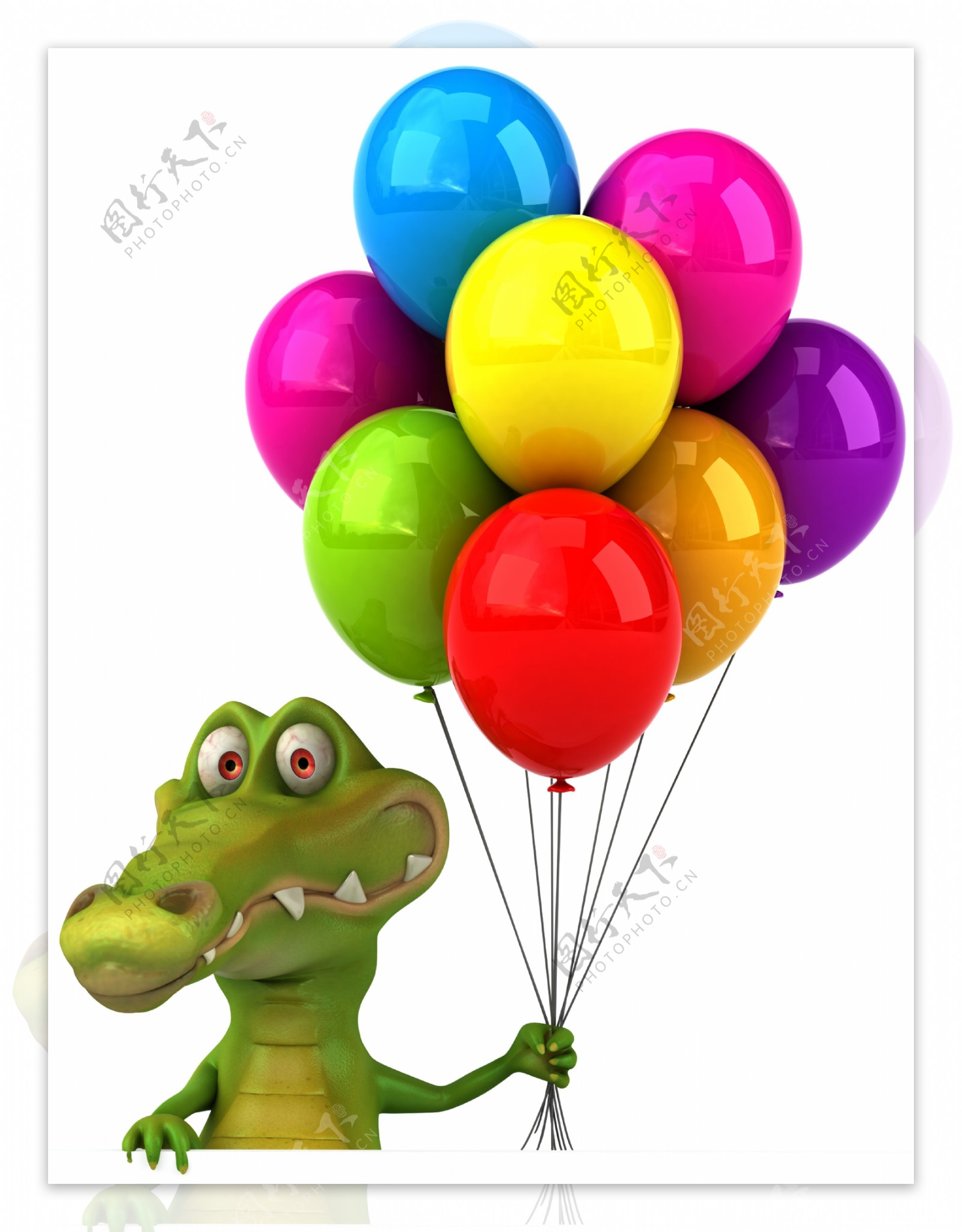 拿着气球的卡通恐龙图片
