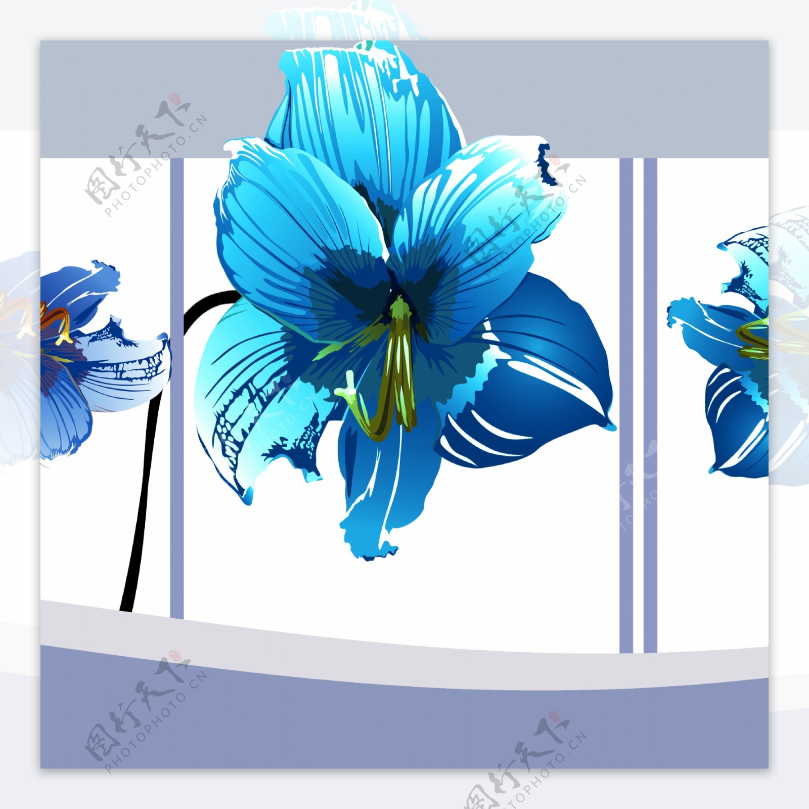 蓝色花朵装饰画