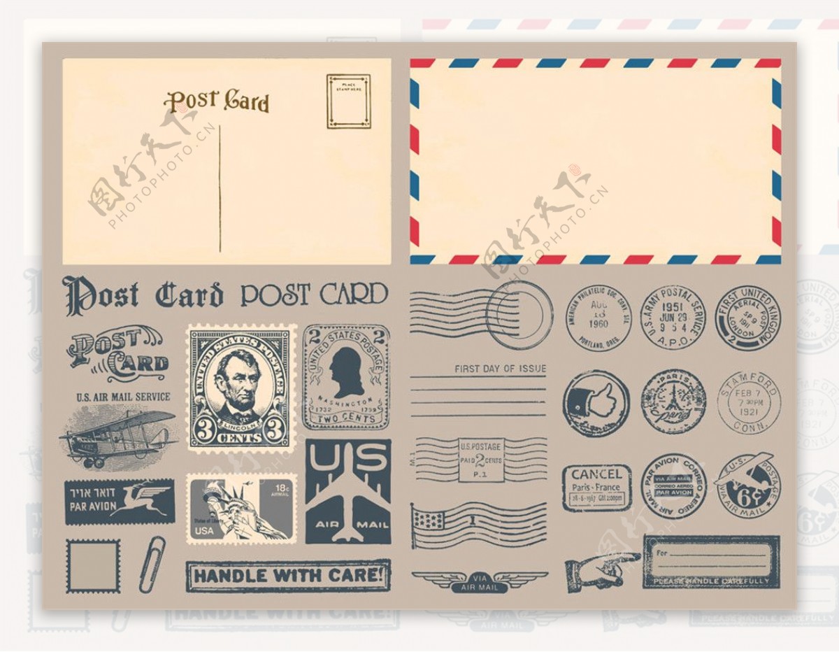 怀旧欧美邮票与邮戳图片