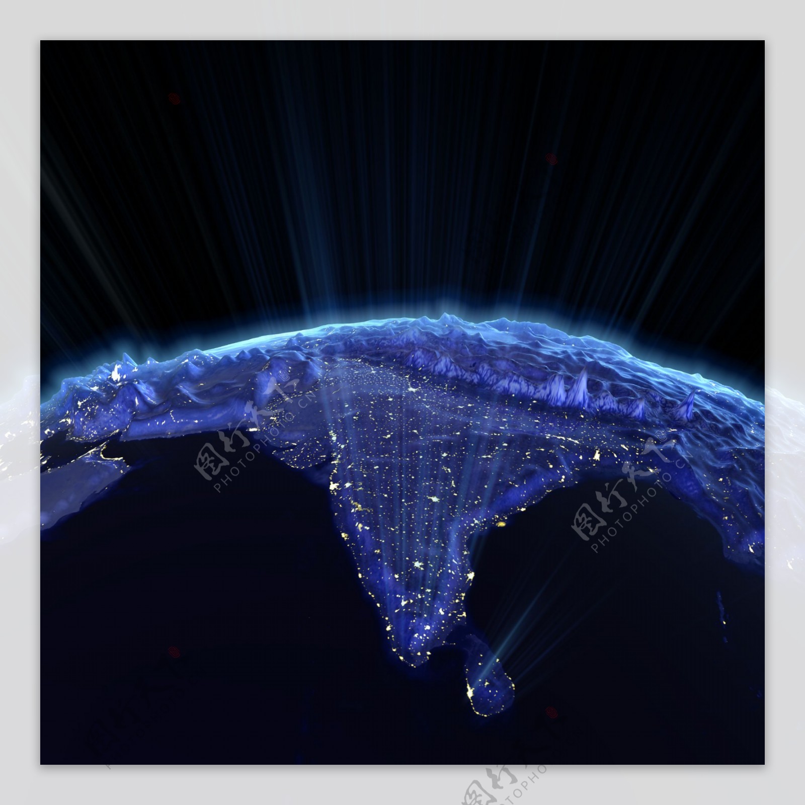 地球上散发光芒的印度图片