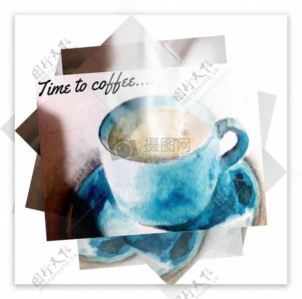 咖啡杯子卡布奇诺咖啡热巧克力图片水彩画