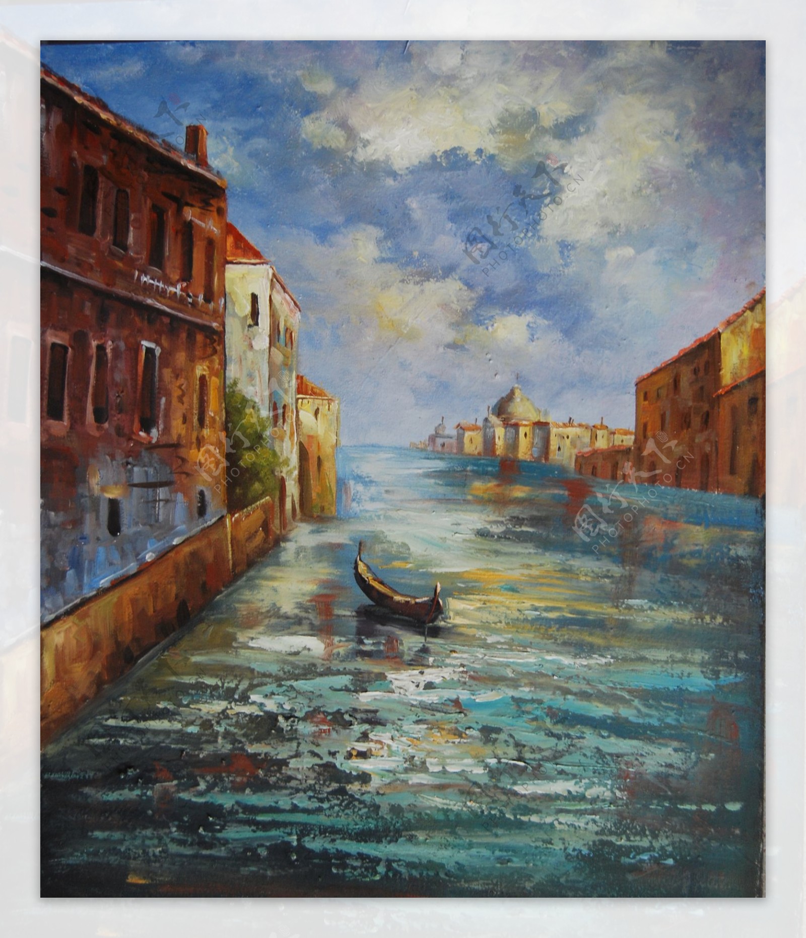 威尼斯水城风景油画图片