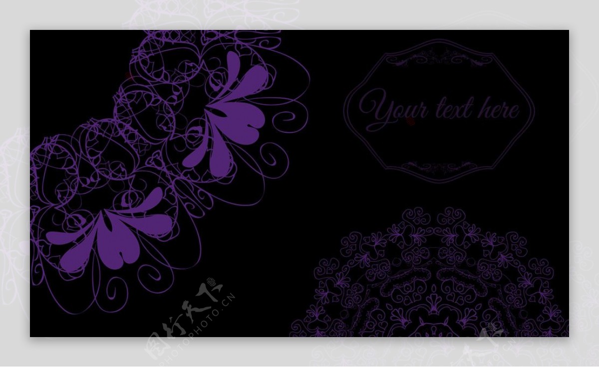 紫色花纹名片背景图片