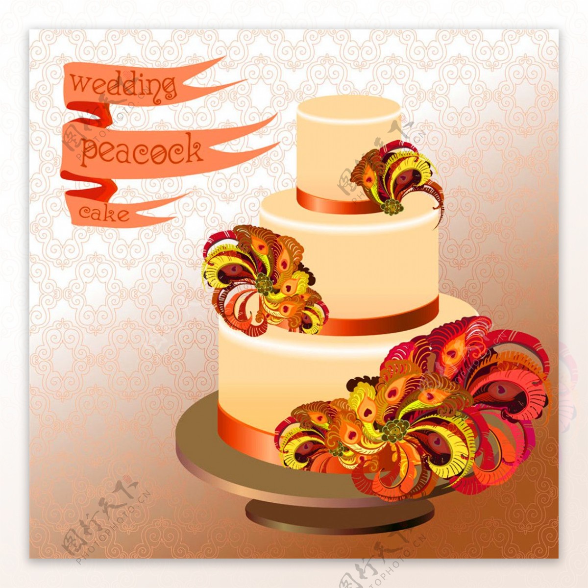 丝带与婚礼蛋糕图片