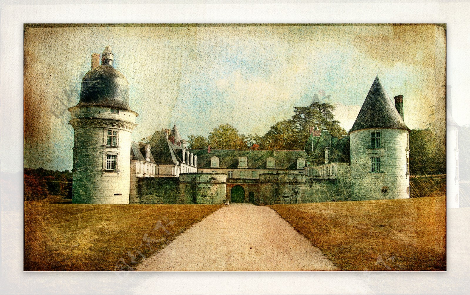 欧洲庄园城堡油画图片