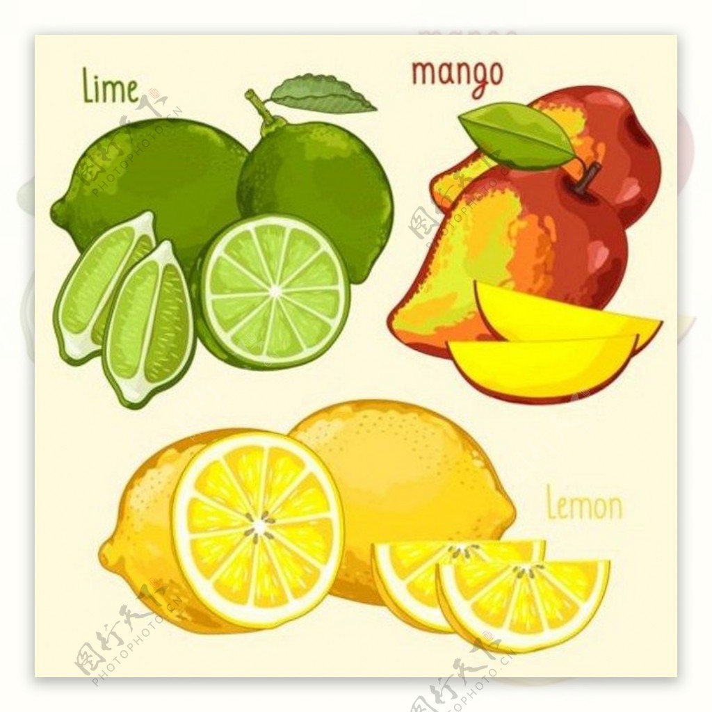 柠檬芒果背景素材