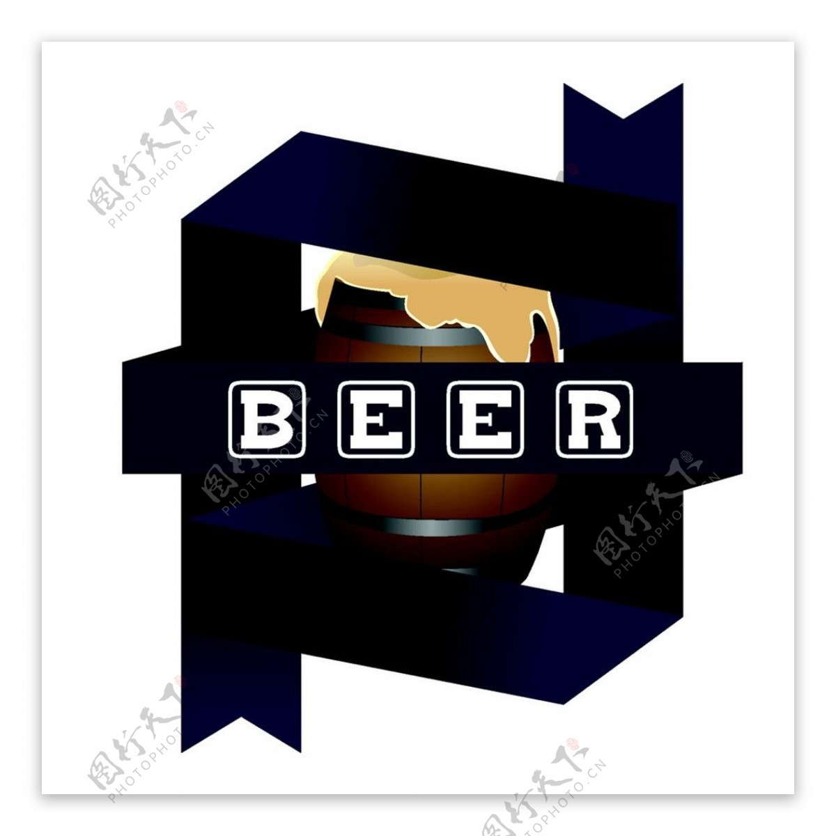 几何丝带啤酒标签图片
