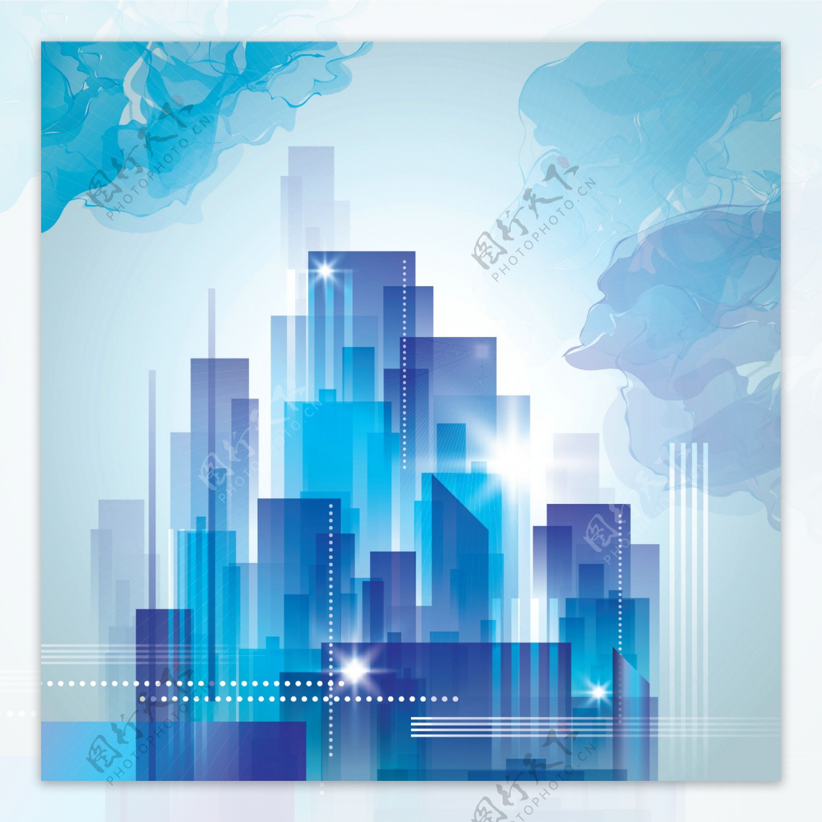 蓝色城市建筑背景