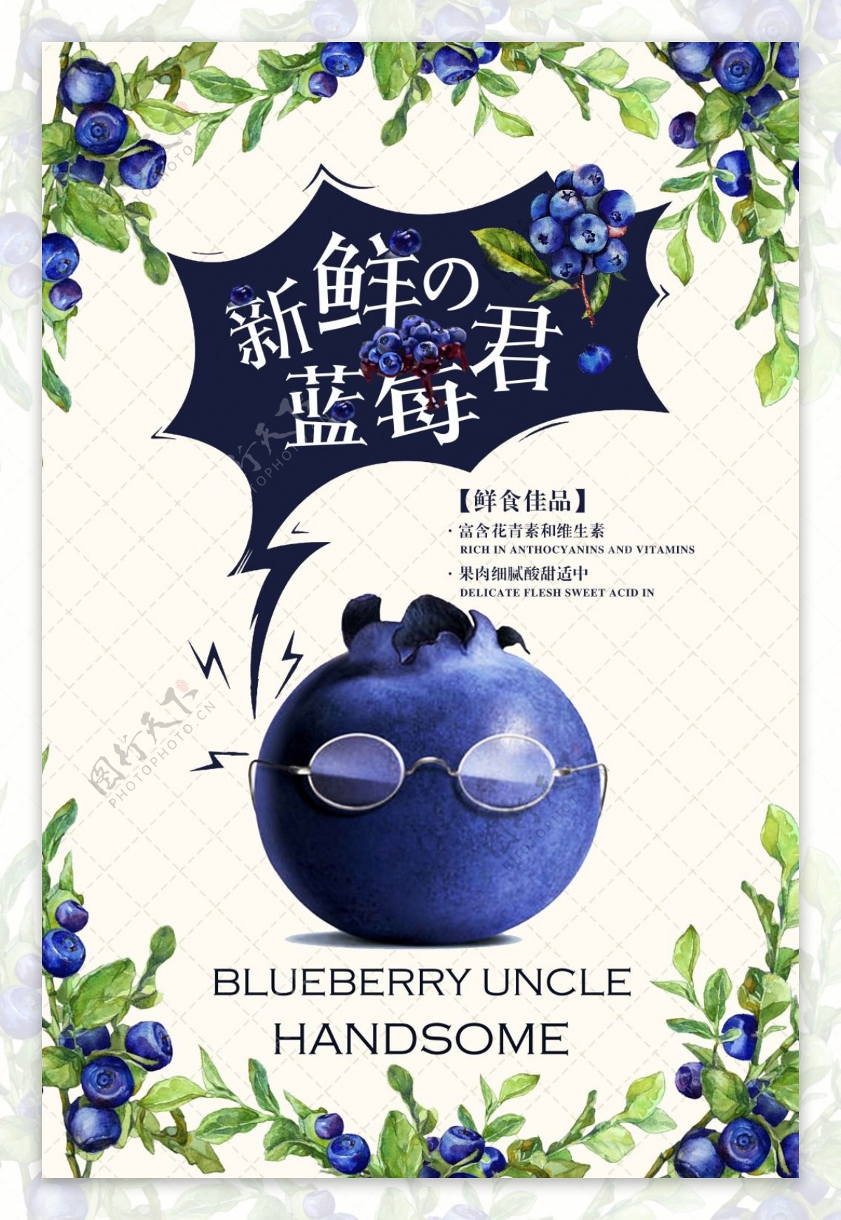 创意蓝莓促销海报